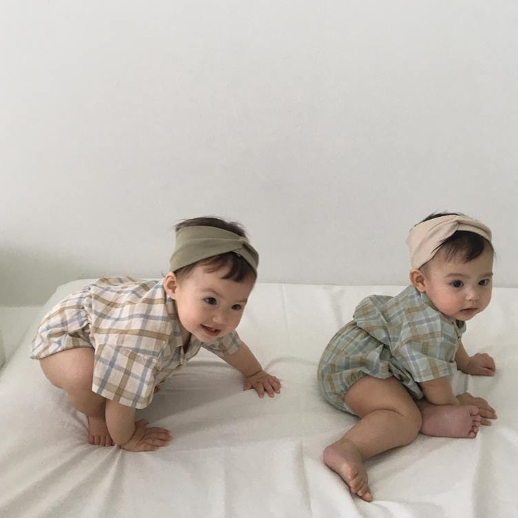 KRXO022 Checked Elastic Waistband Bodysuit (2 Colors)