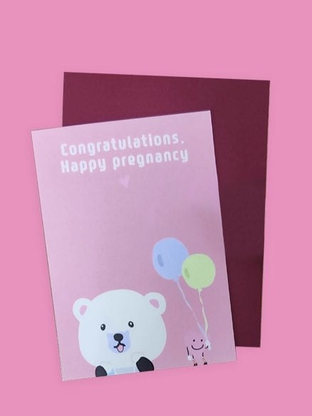 KRTN039 tntn mom's Lovely Bear Gift Card (With Envelope) (Pink)