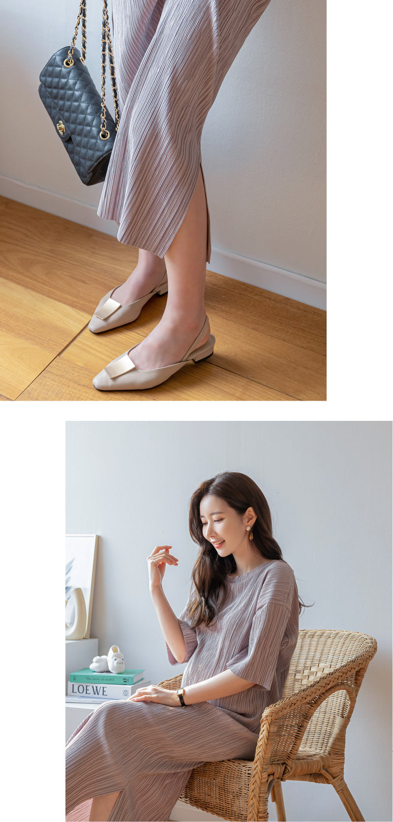 Pleated Midi Dress
