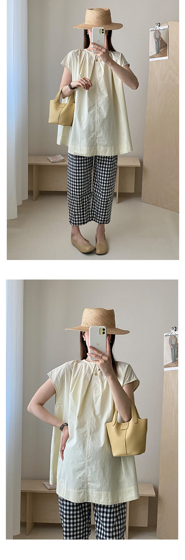 Solid Japanese Style Midi Cap Sleeve Top
