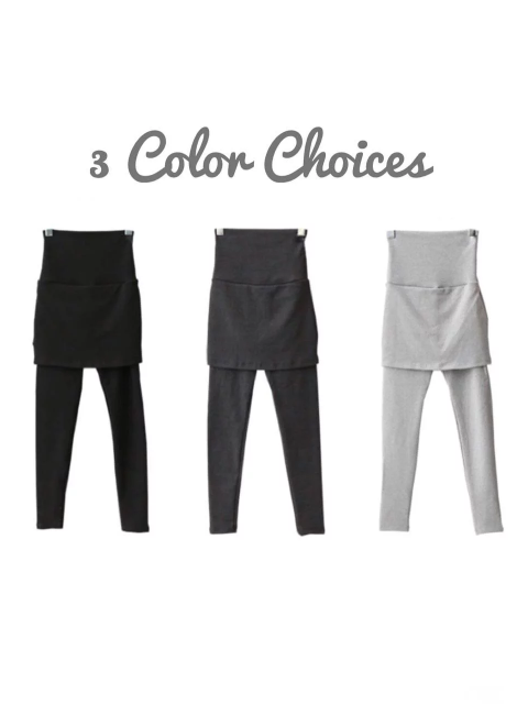 柔軟假兩件短裙托腹Leggings