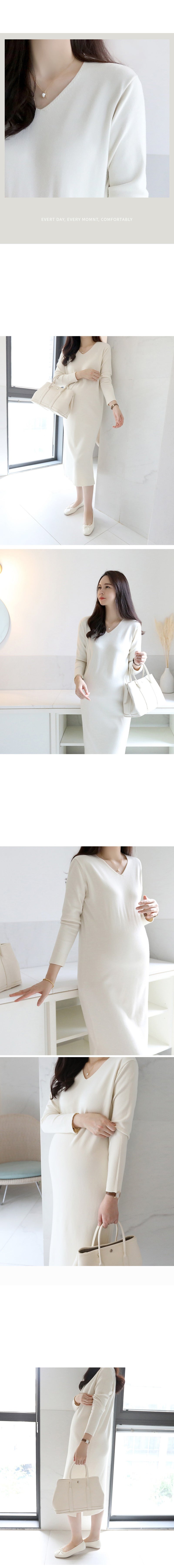 V Neck Knitted Dress