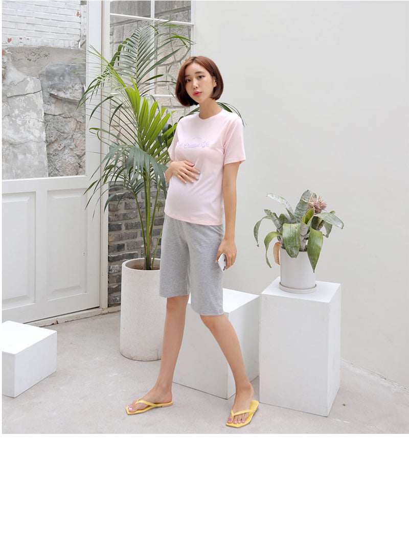 Simple 1/2 Length Over-knee Shorts with Yoga Waistband