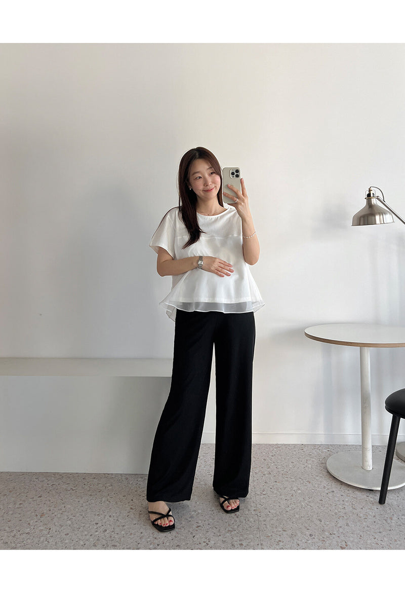Cotton Chiffon Patchwork Short Sleeve
