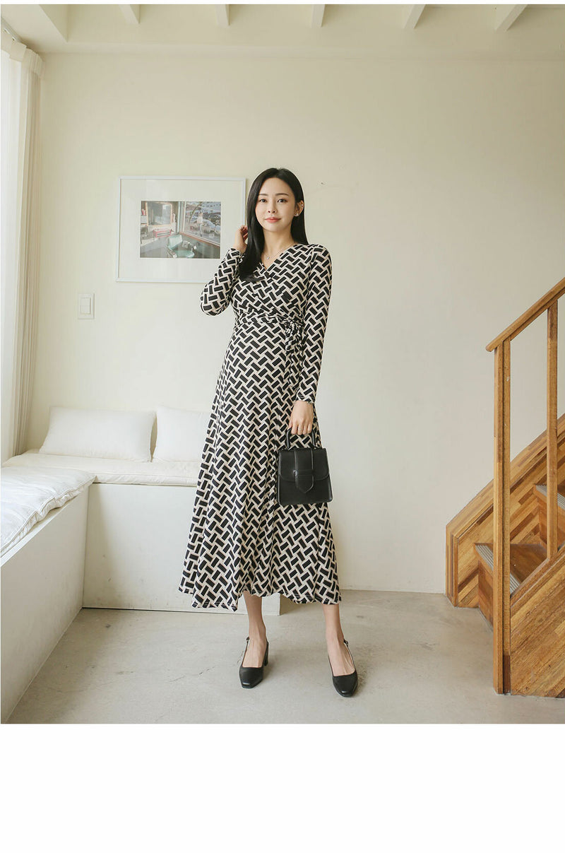 Woven Pattern Side Tie Dress