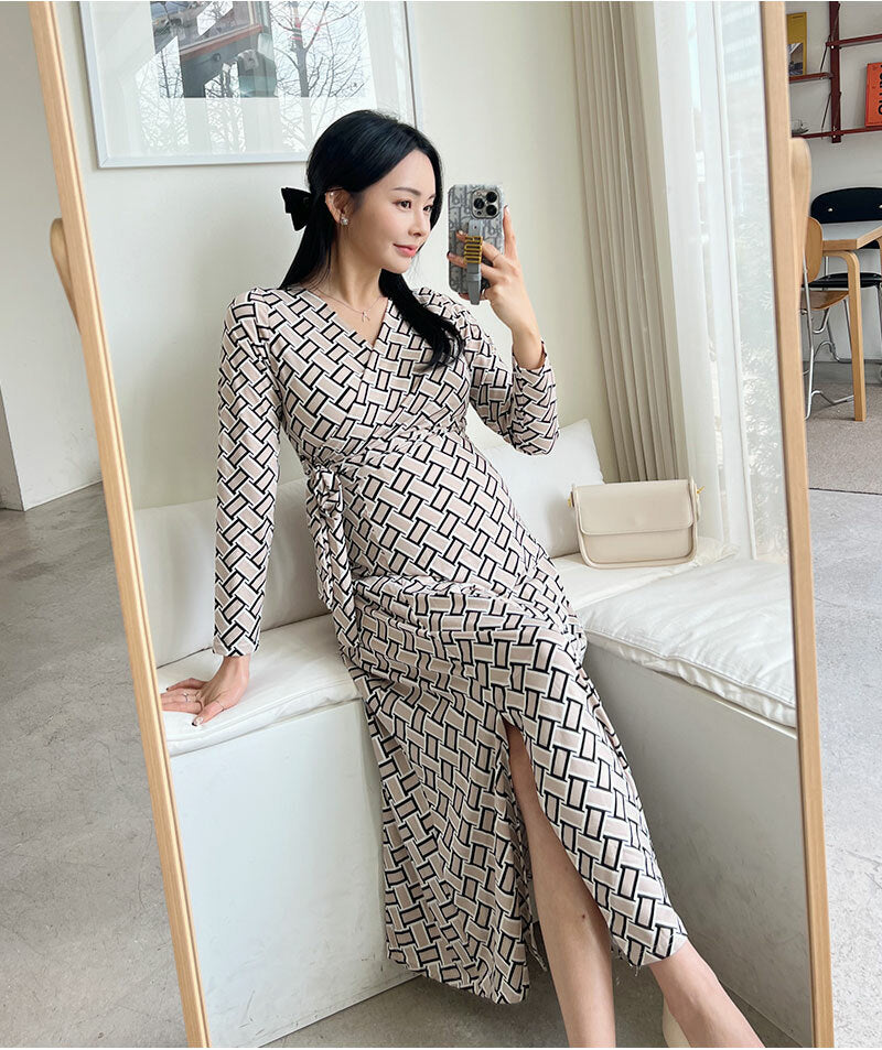 Woven Pattern Side Tie Dress