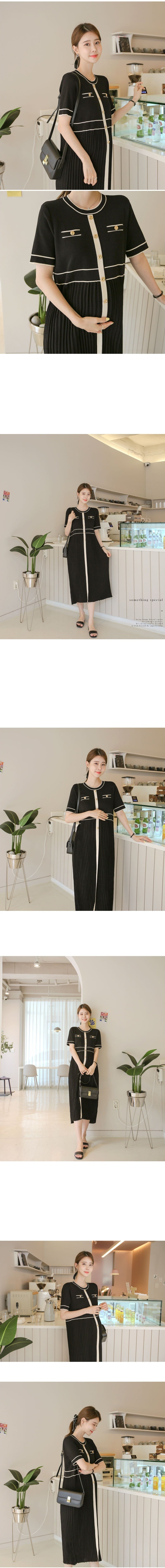 Elegant Stripe Knit Midi Dress