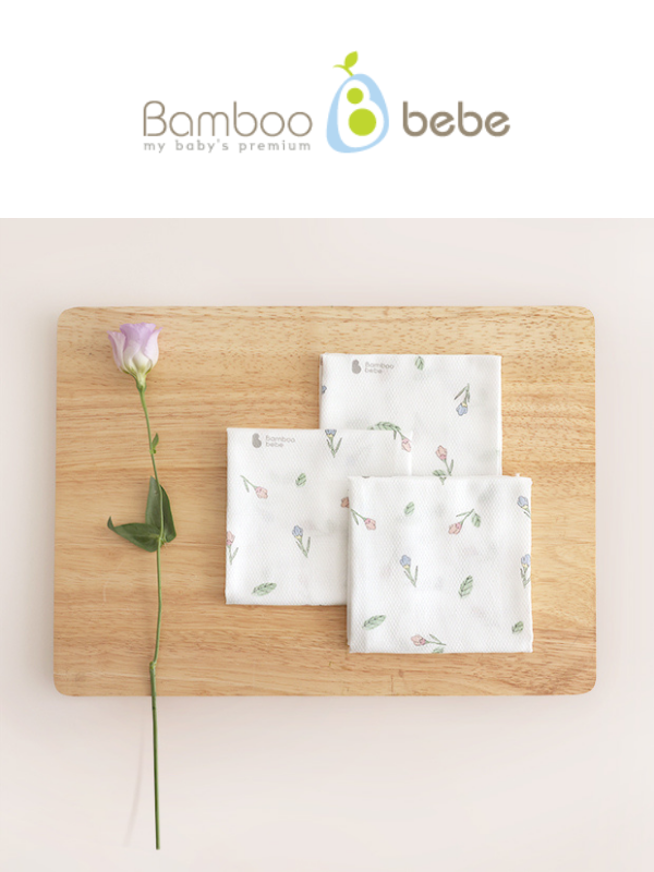 KRBA107 韓國 Bamboo bebe竹纖維王牌壓紋柔滑紗巾(花蕾)-5塊裝