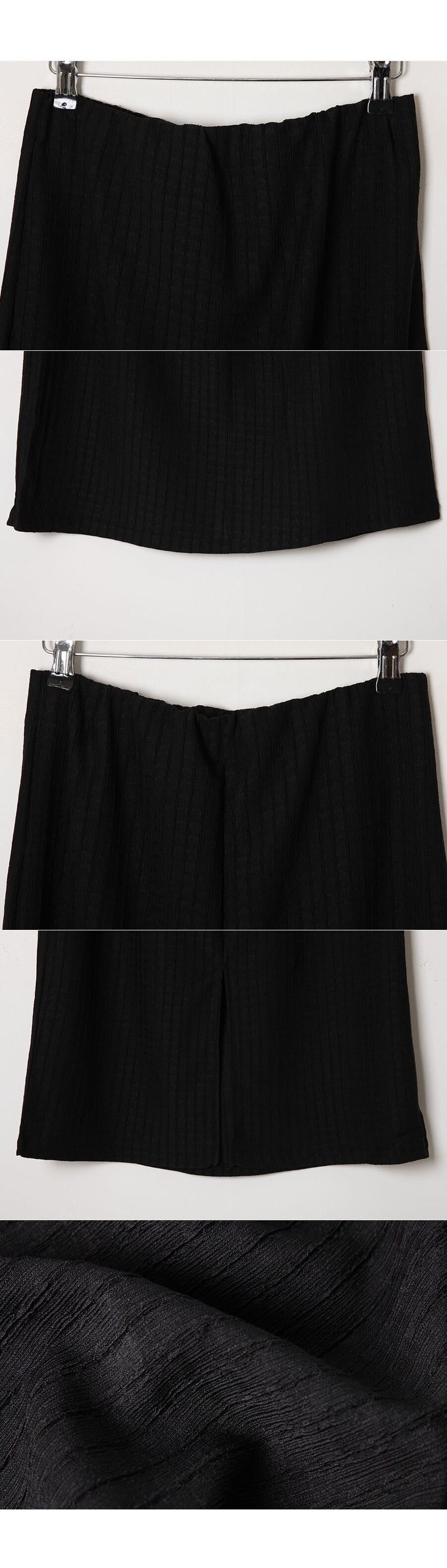 Vertical H-Line Black Slit Midi Skirt
