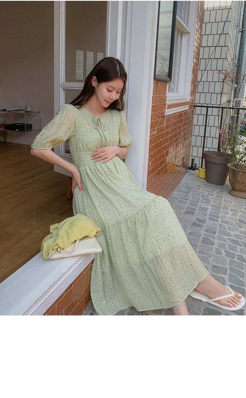 Greenery Smock Maternity Dress