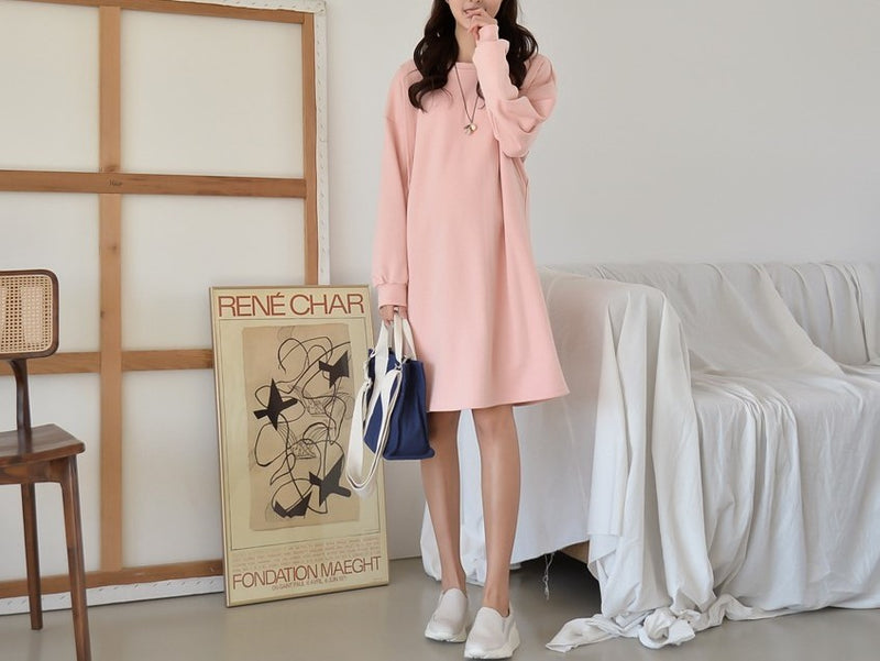 Plain Nursing Sweatshirt Dress
