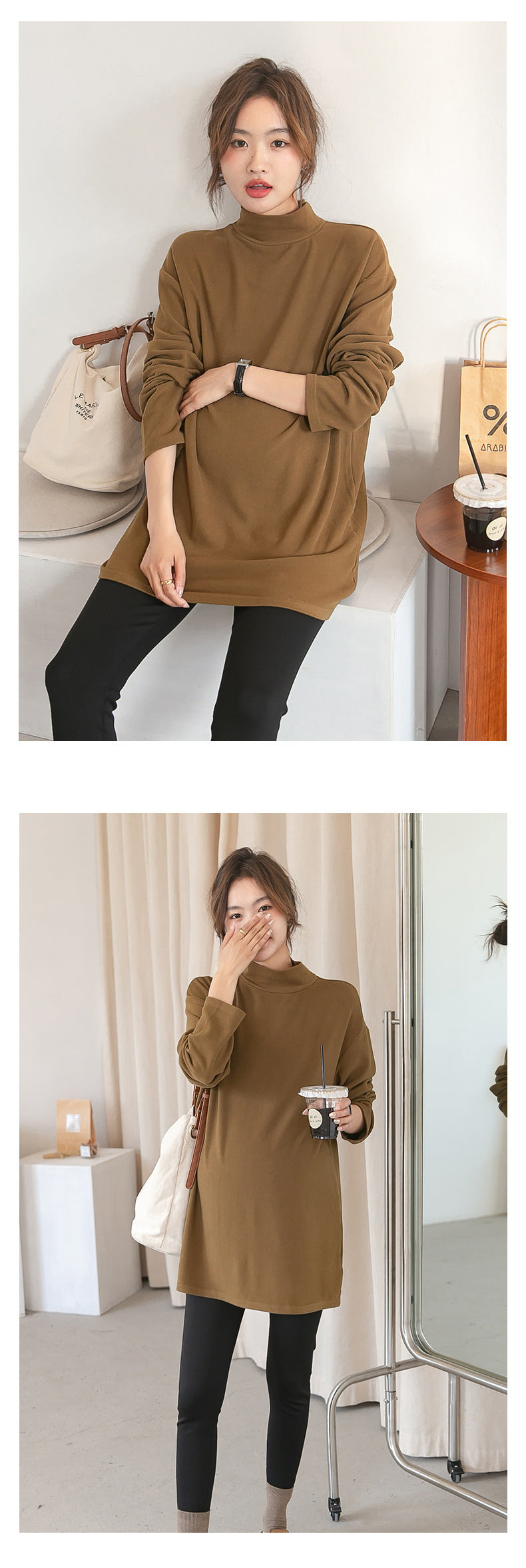 Plain Turtleneck Top