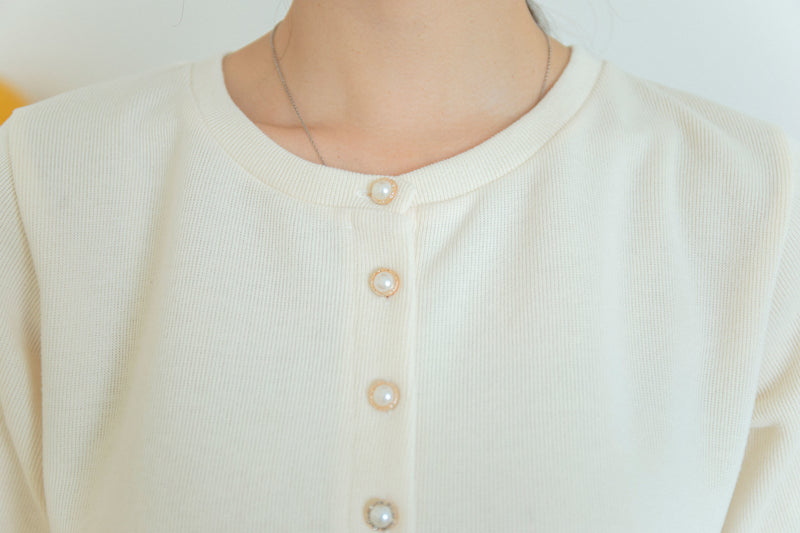 Elegant Pleated Pearl Button Dress