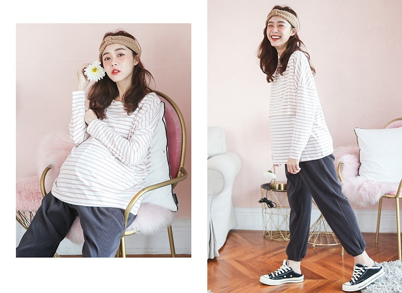 Basic Striped Nursing Top