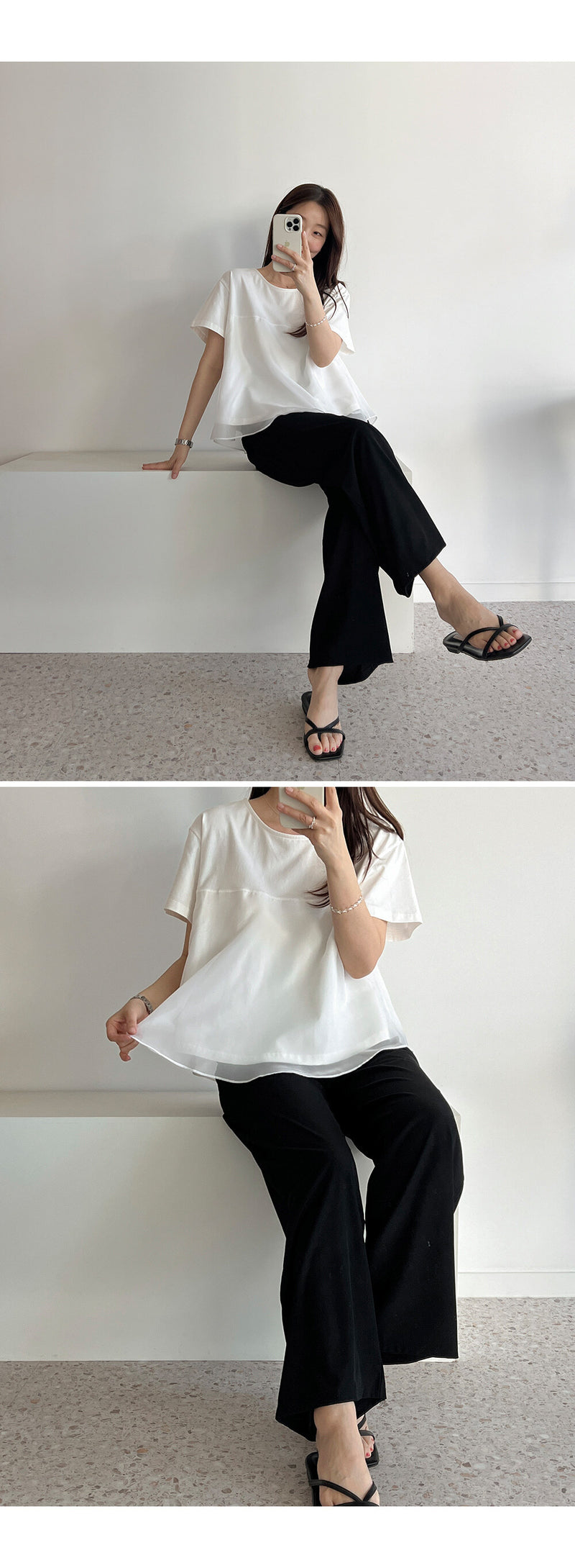 Cotton Chiffon Patchwork Short Sleeve