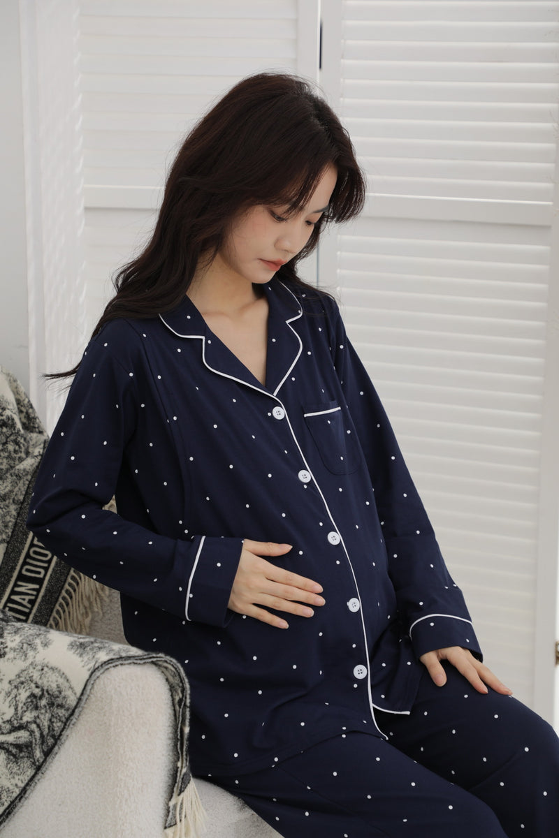 點點圖案可調腰圍長䄂哺乳套裝
