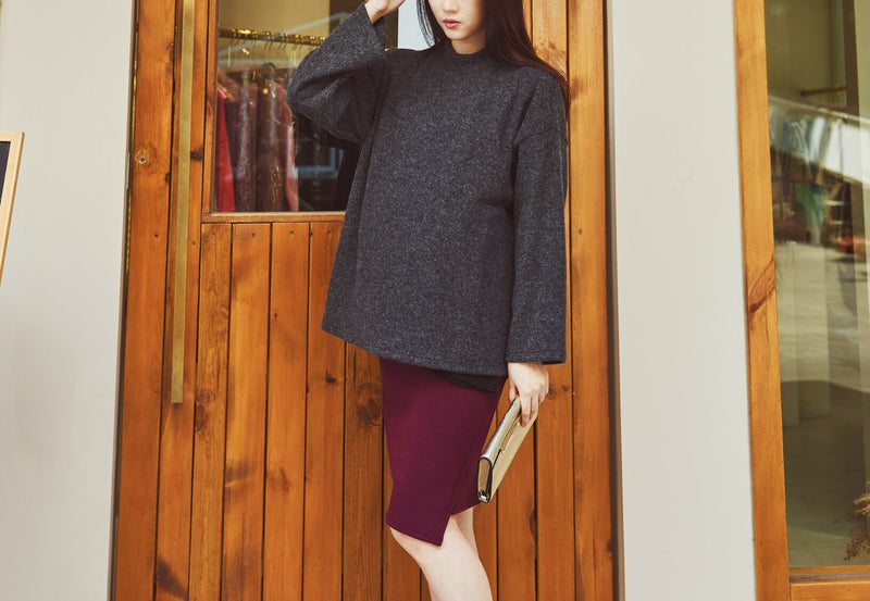 Brushed Asymmetrical Skirt with Yoga Waistband