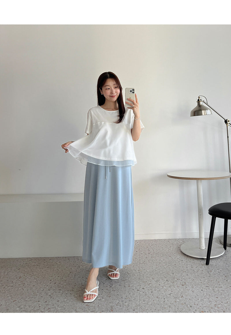 Cotton Chiffon Patchwork Short Sleeve