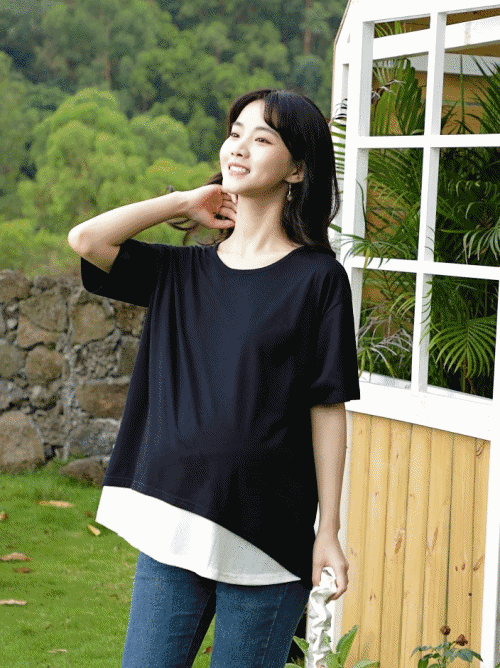 Cotton Color Matching Nursing Top