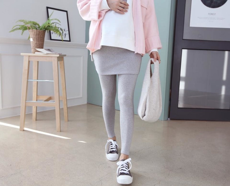 柔軟假兩件短裙托腹Leggings