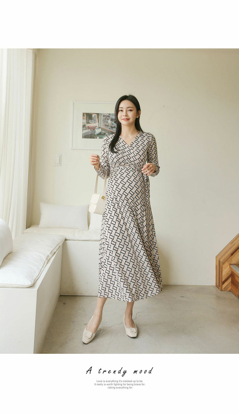 Woven Pattern Side Tie Dress