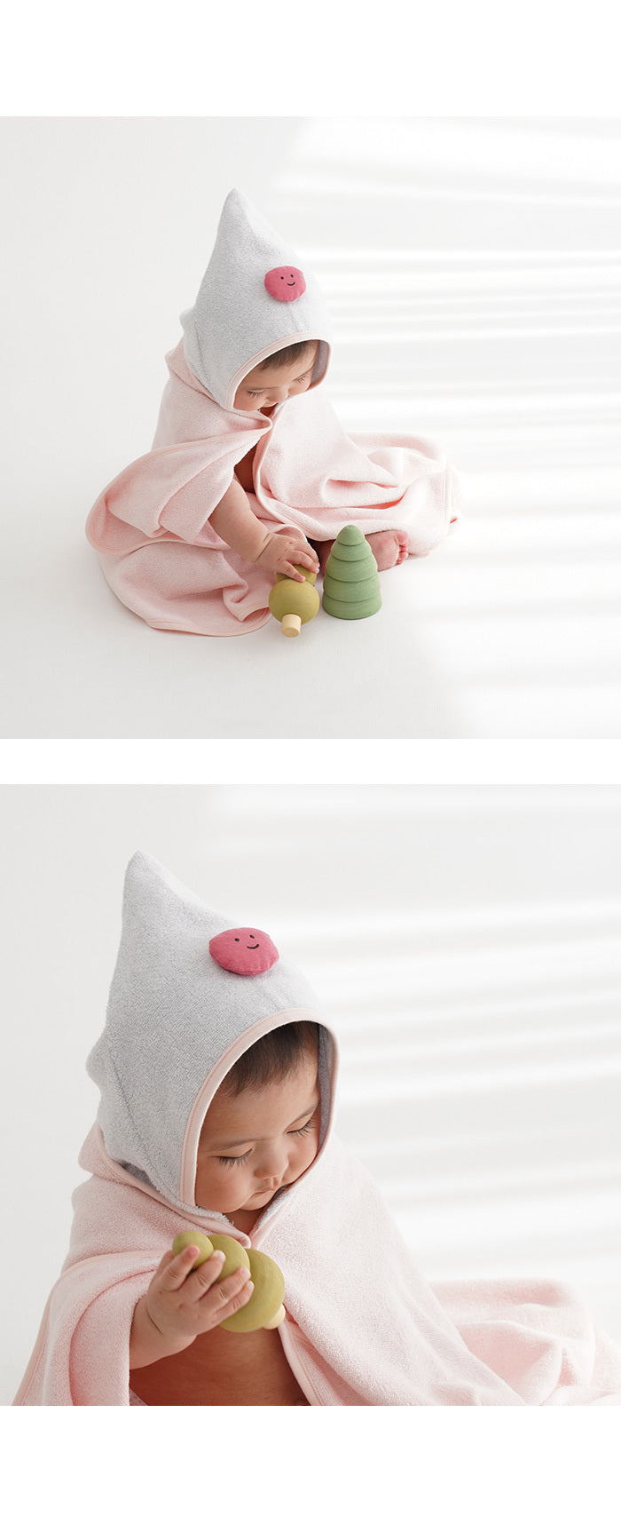 KRBA321 韓國 Bamboo Bebe 竹纖維嬰兒頭笠大浴巾 (2色)