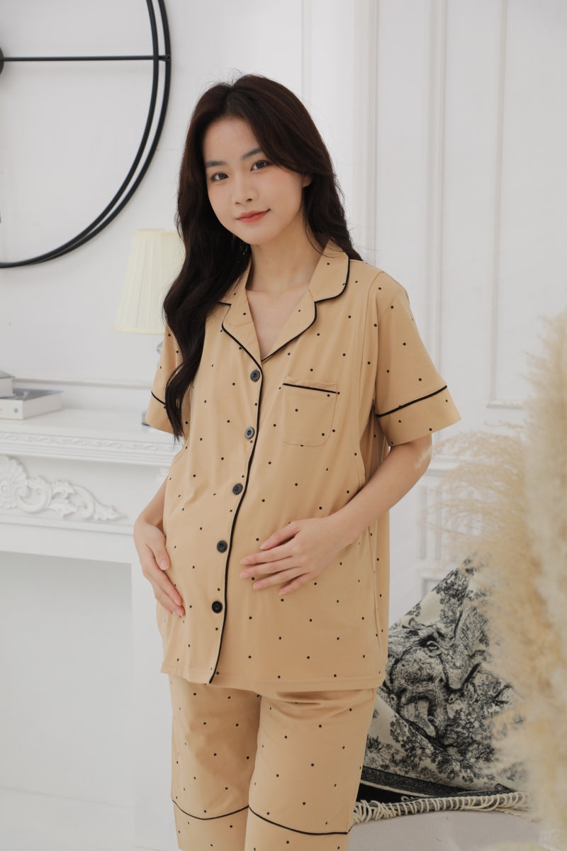 點點圖案可調腰圍短䄂哺乳套裝