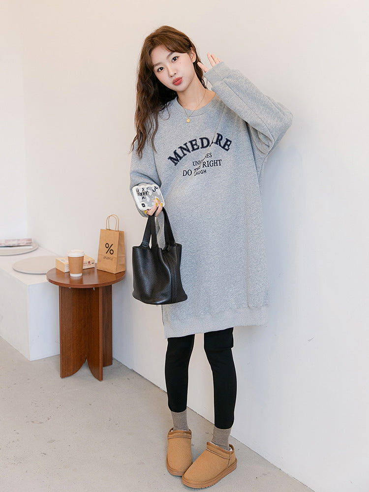 Brushed Graphic Print Long Sweatshirt