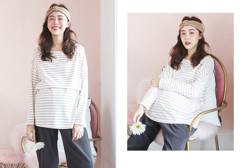 Basic Striped Nursing Top