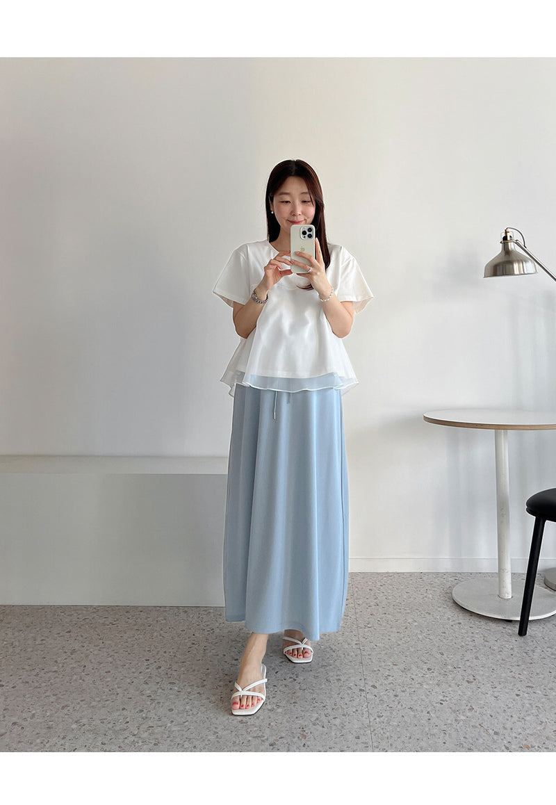 Cotton Chiffon Patchwork Short Sleeve