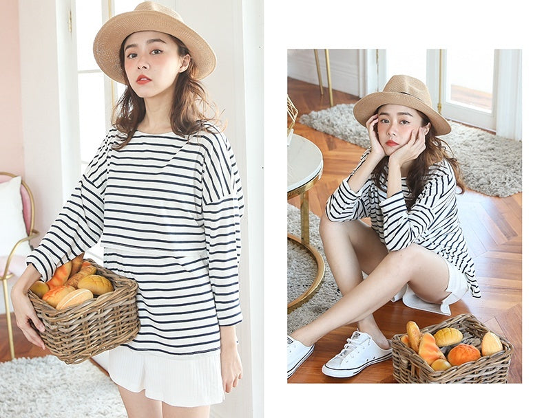Basic Striped Nursing Top