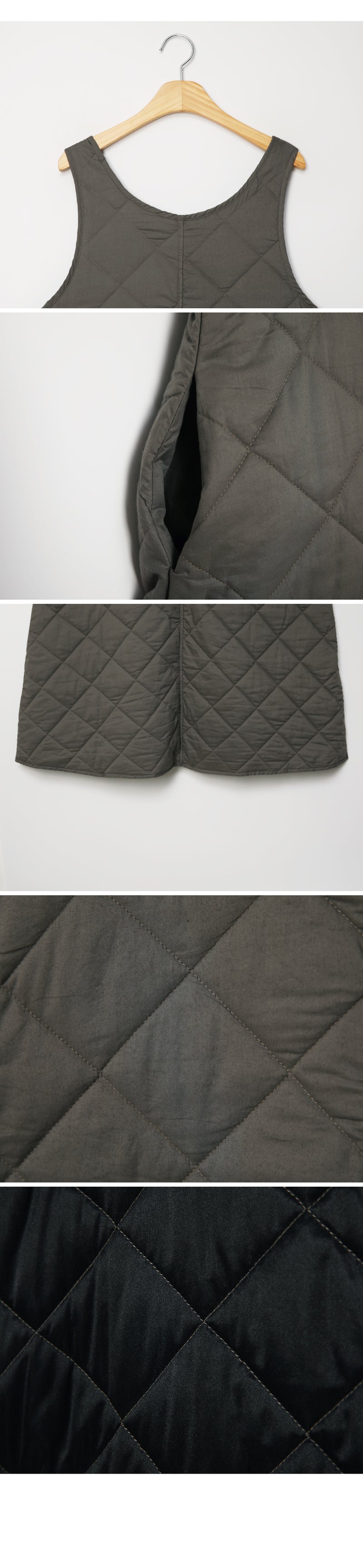 Round Neck Quilted Vest Dress