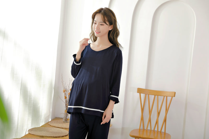 White Border Comfy Nursing Pajama Set