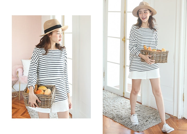 Basic Striped Nursing Top