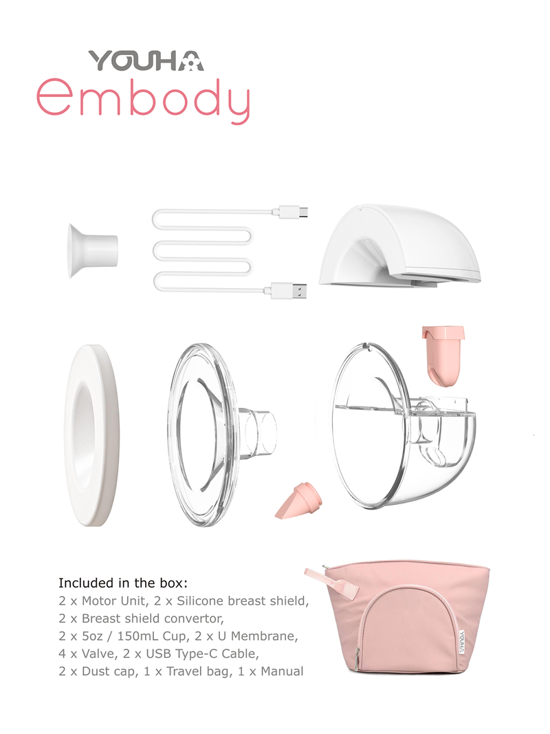 YOH601 Youha embody Wearable Breast Pump (24mm/28mm) [Hands-free;Wire-free;Tube-free]