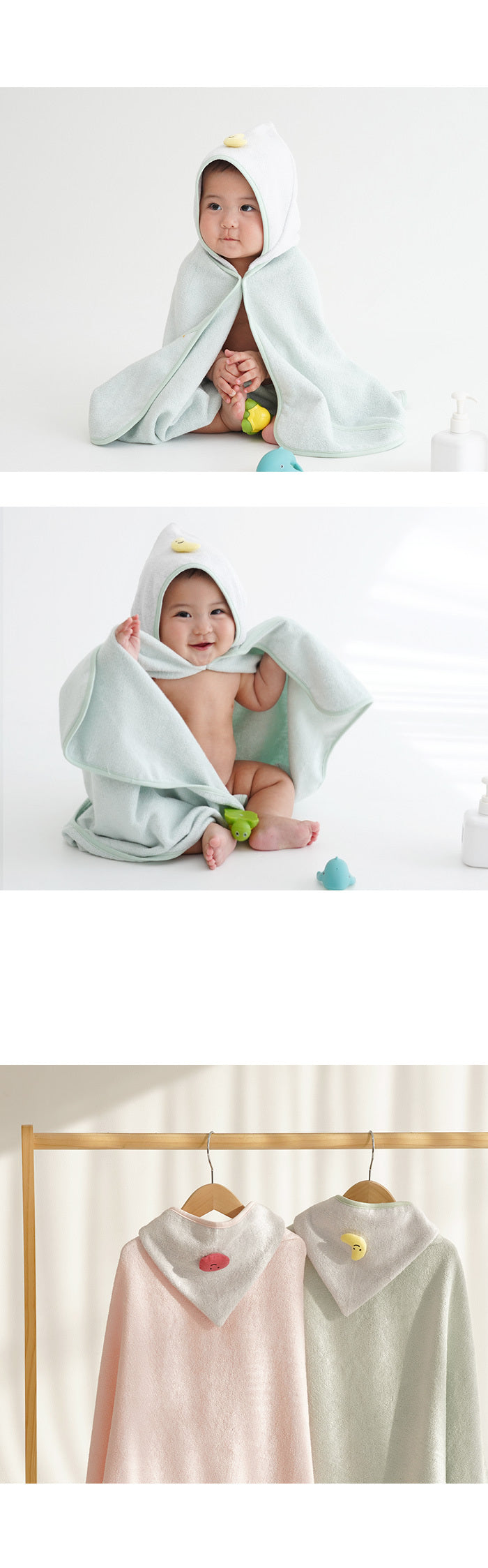 KRBA321 韓國 Bamboo Bebe 竹纖維嬰兒頭笠大浴巾 (2色)