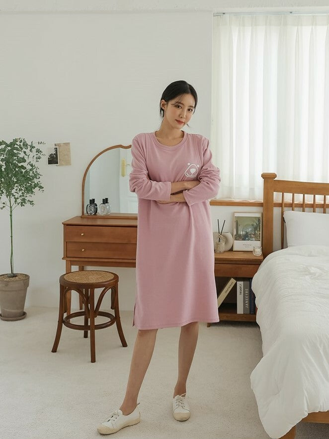 休閒棉質熊仔印花哺乳裙