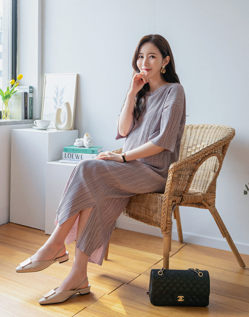 Pleated Midi Dress