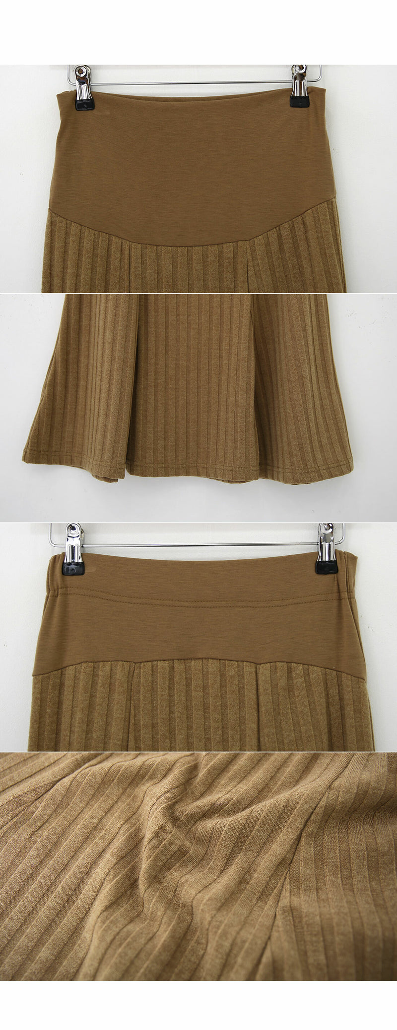 Ribbed Knit Flared Hem Skirt