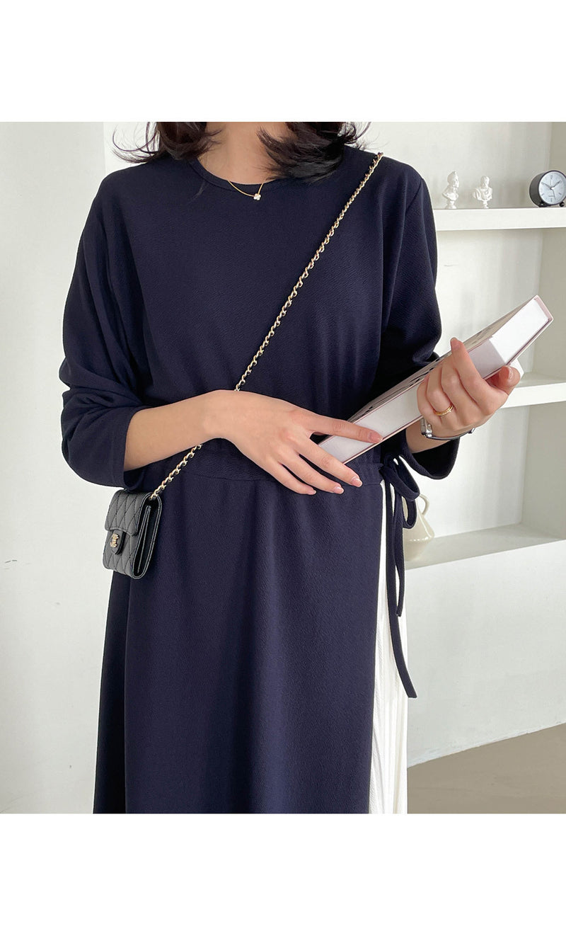 Two-Tone Drawstring Dress