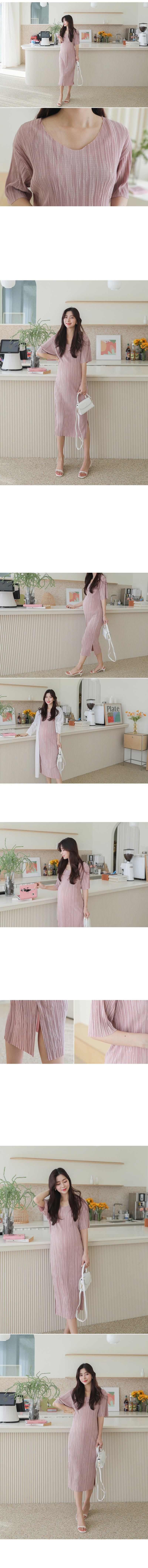 Solid Pleated Midi Dress