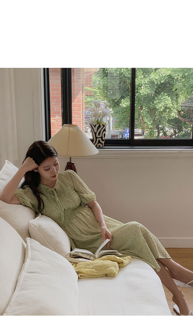 Greenery Smock Maternity Dress