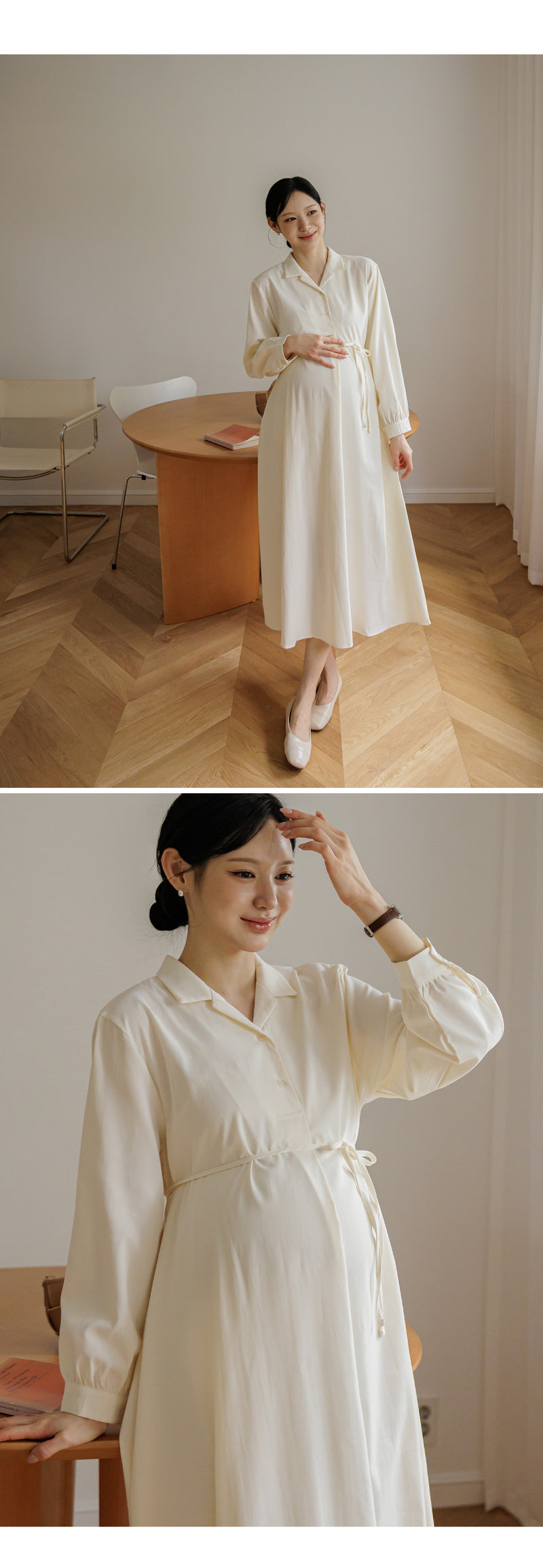 Clean Open Collar Shirt Maternity Dress