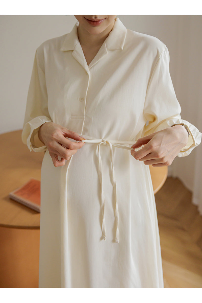 Clean Open Collar Shirt Maternity Dress