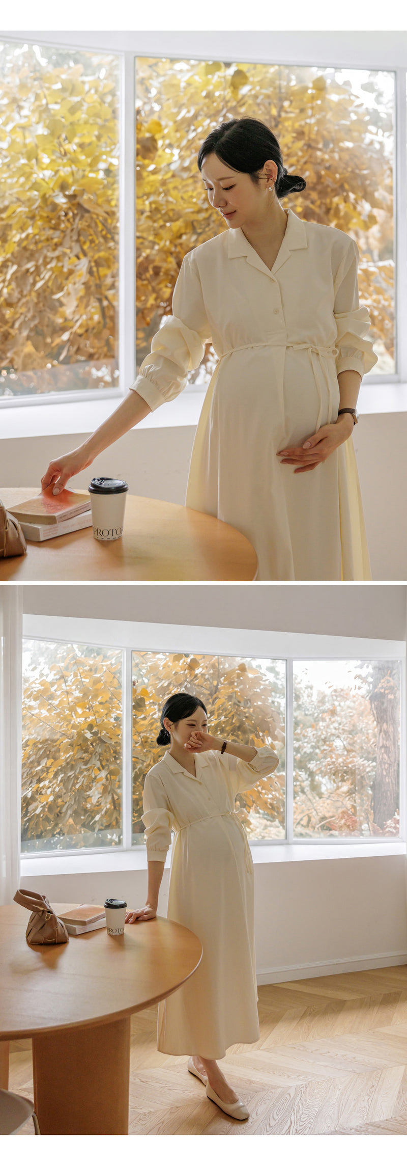 Clean Open Collar Shirt Maternity Dress