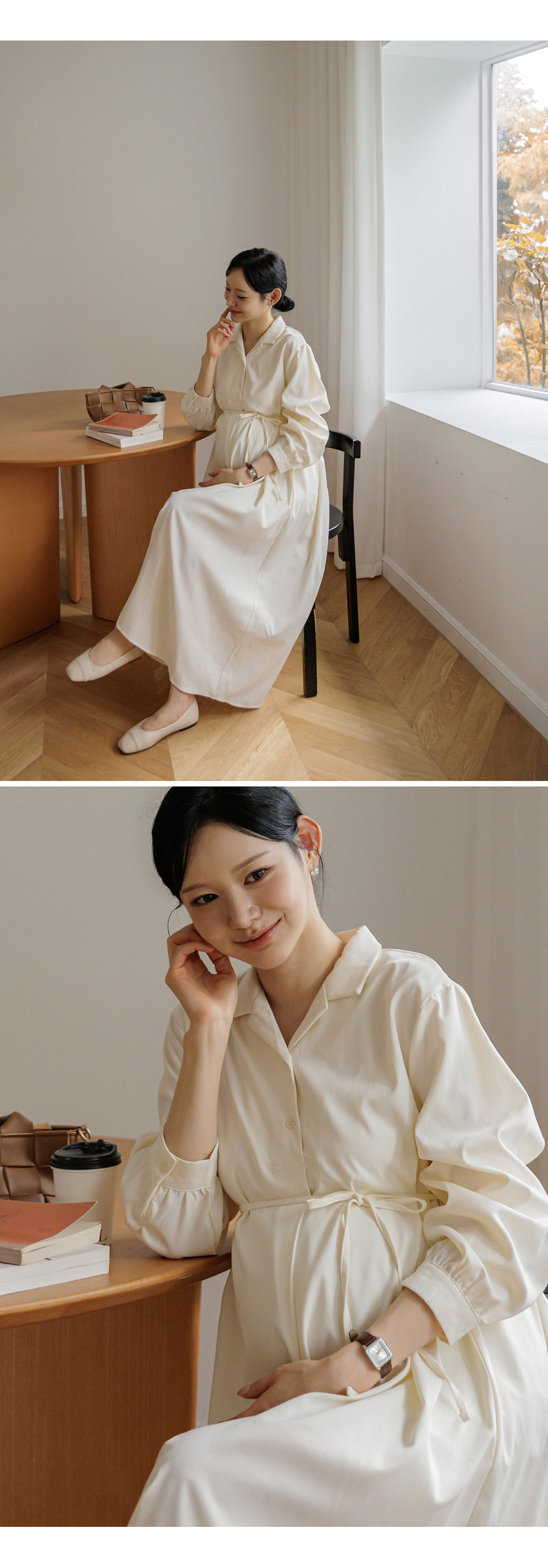 Clean Open Collar Shirt Maternity Dress