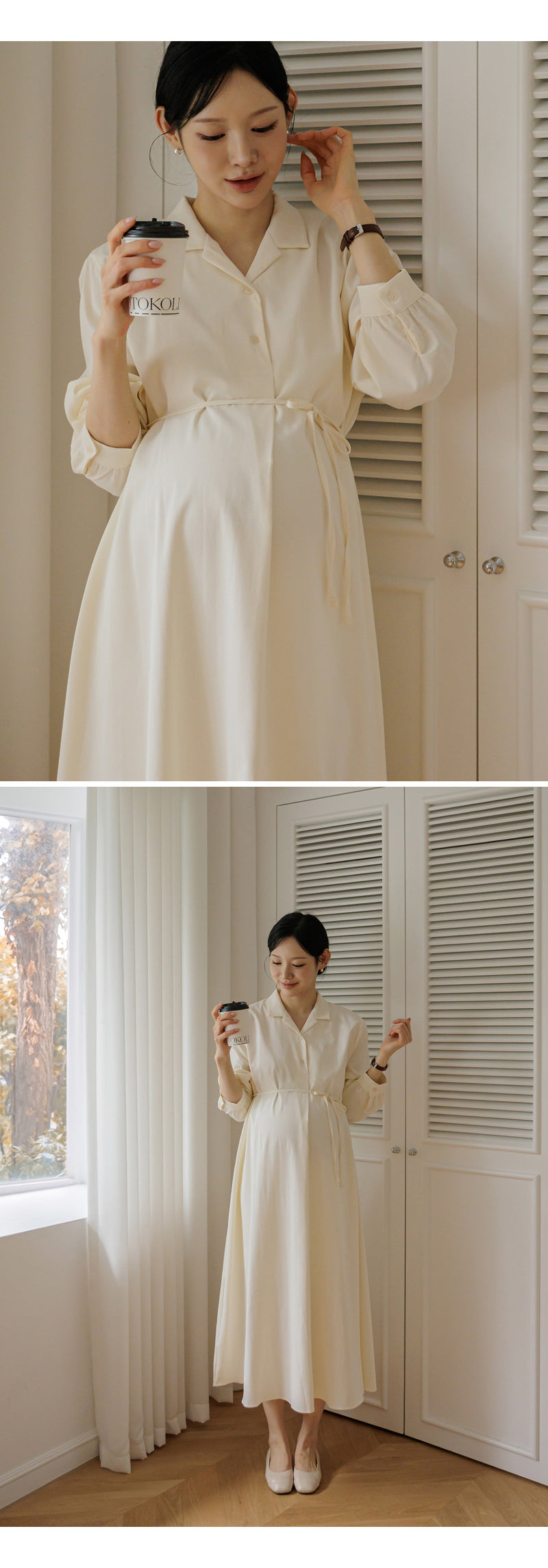 Clean Open Collar Shirt Maternity Dress