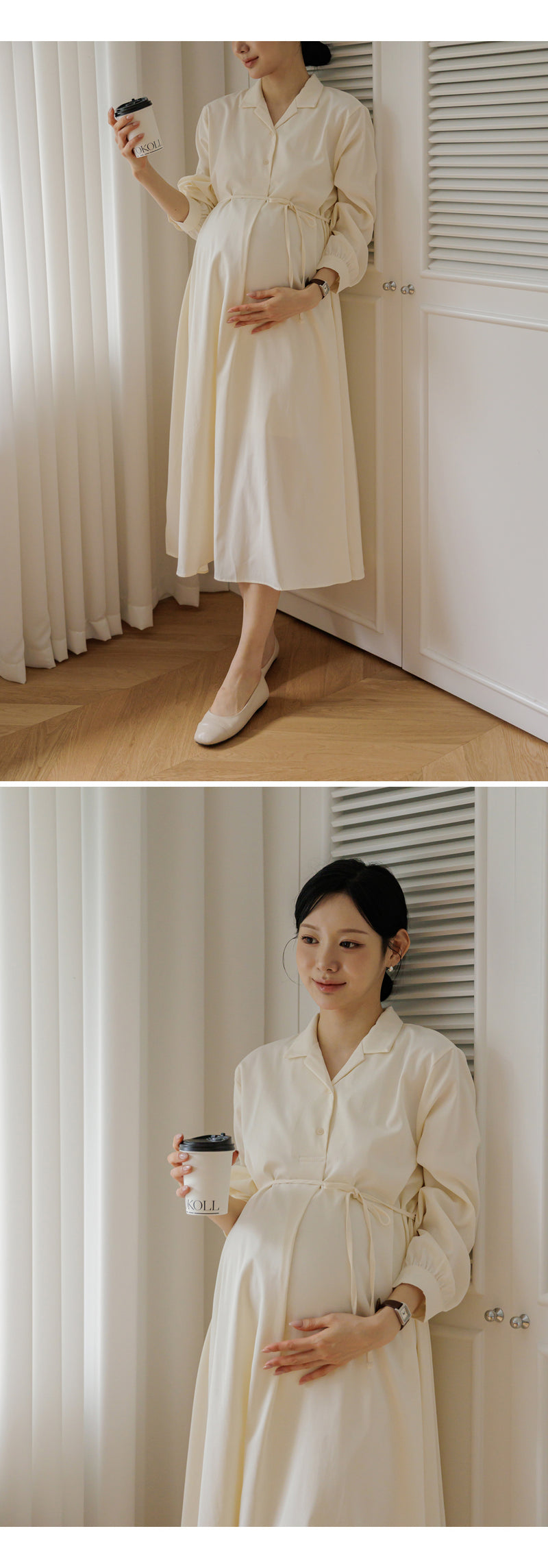Clean Open Collar Shirt Maternity Dress