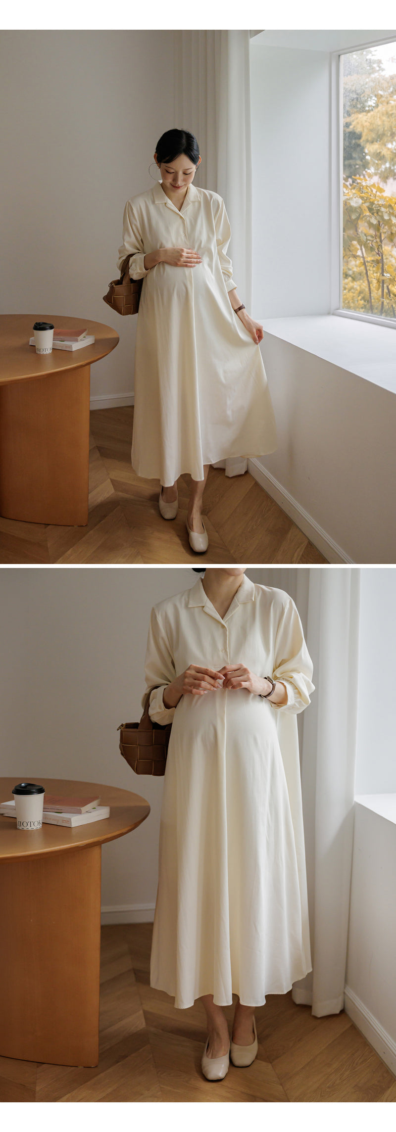 Clean Open Collar Shirt Maternity Dress